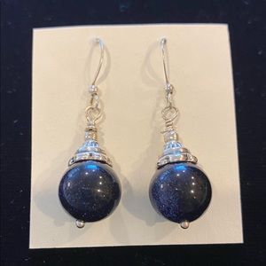 Sparkly goldstone earrings, sterling silver plated